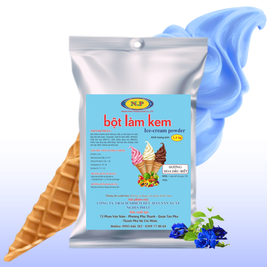 Bột làm kem hoa đậu biếc